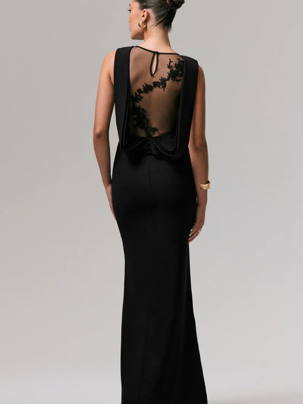 Rampage Black Beaded Sheer Bodice Maxi Dress - Picture 4 of 16